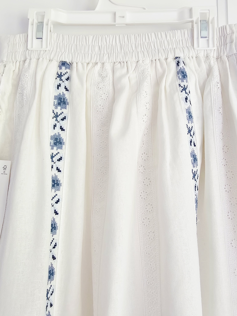 Caroline Constas White Maxi Skirt with Blue Floral Embroidery Small - NWT $189 - Picture 7 of 9